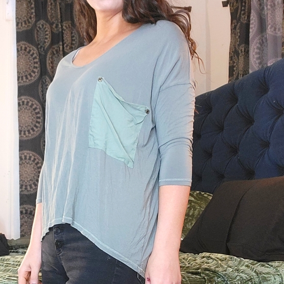 Blue Green Slouchy Top M - Picture 1 of 4